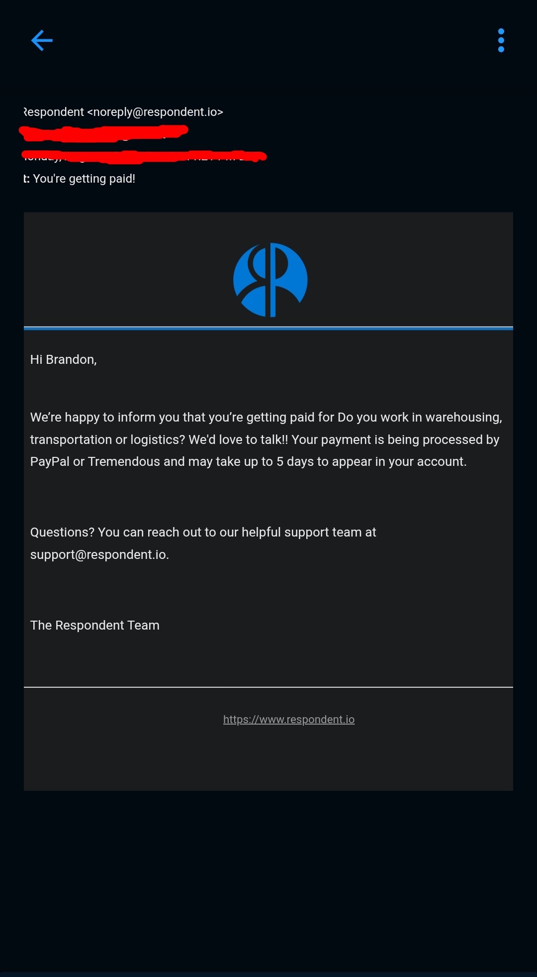 Respondent Paid