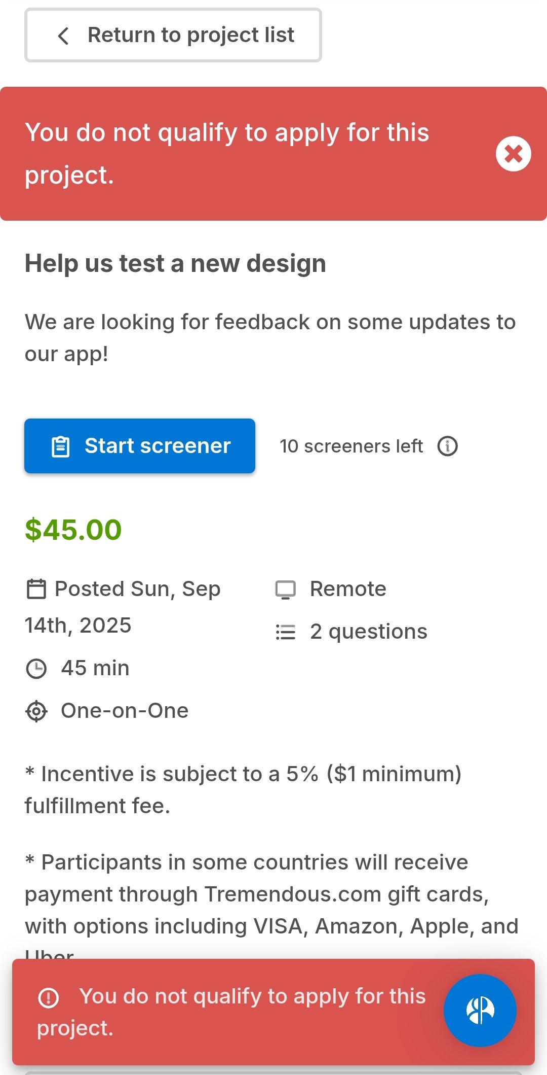 Rejected Job